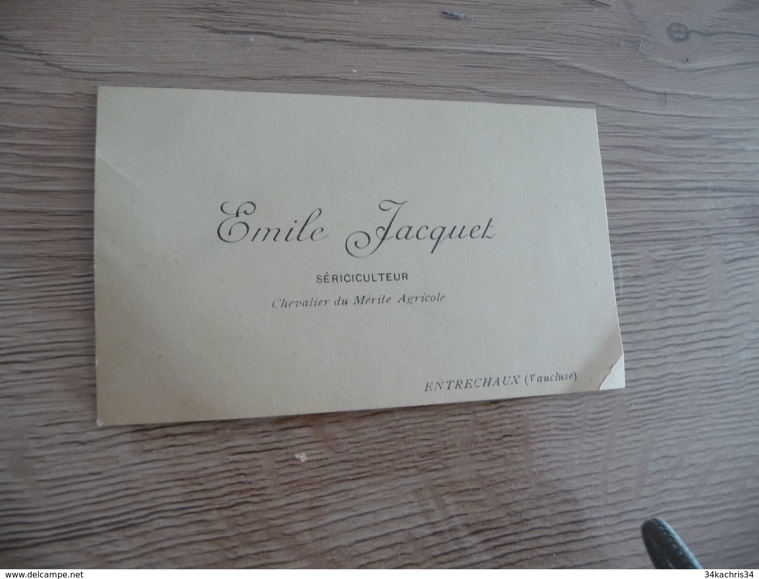 Carte De Visite Emile Jacquet Sériculteur Soie Entrechaux Vaucluse - Visiting Cards