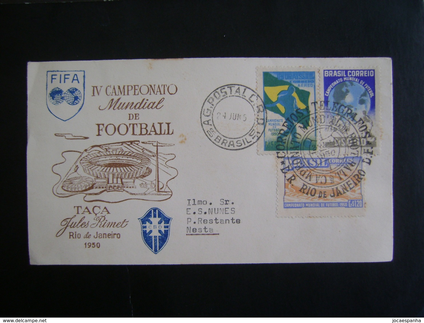 BRAZIL - COMMEMORATIVE ENVELOPE TO THE IV WORLD FOOTBALL / SOCCER CHAMPIONSHIP IN 1950 IN THE STATE - 1950 – Brazilië