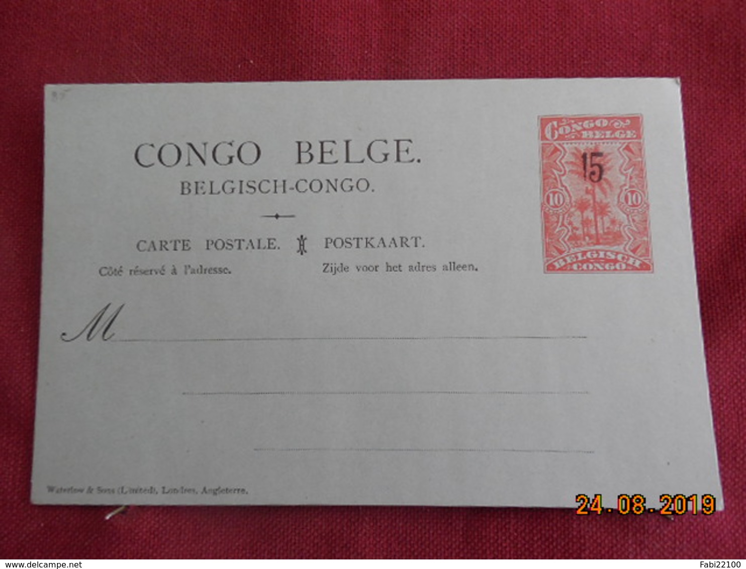 Entier Postal Du Congo Belge Surchargé - Cartas & Documentos