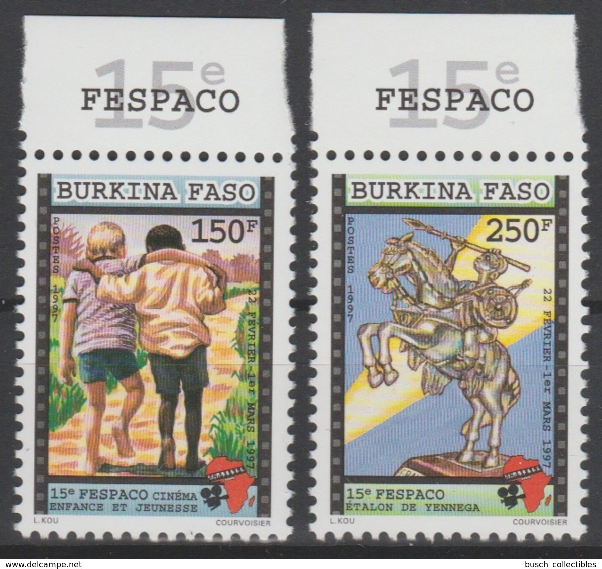 Burkina Faso 1997 Mi. 1447 - 1448 FESPACO Cinema Kino Festival Horse Cheval Pferd Map Landkarte Carte 2 Val. ** - Cinema