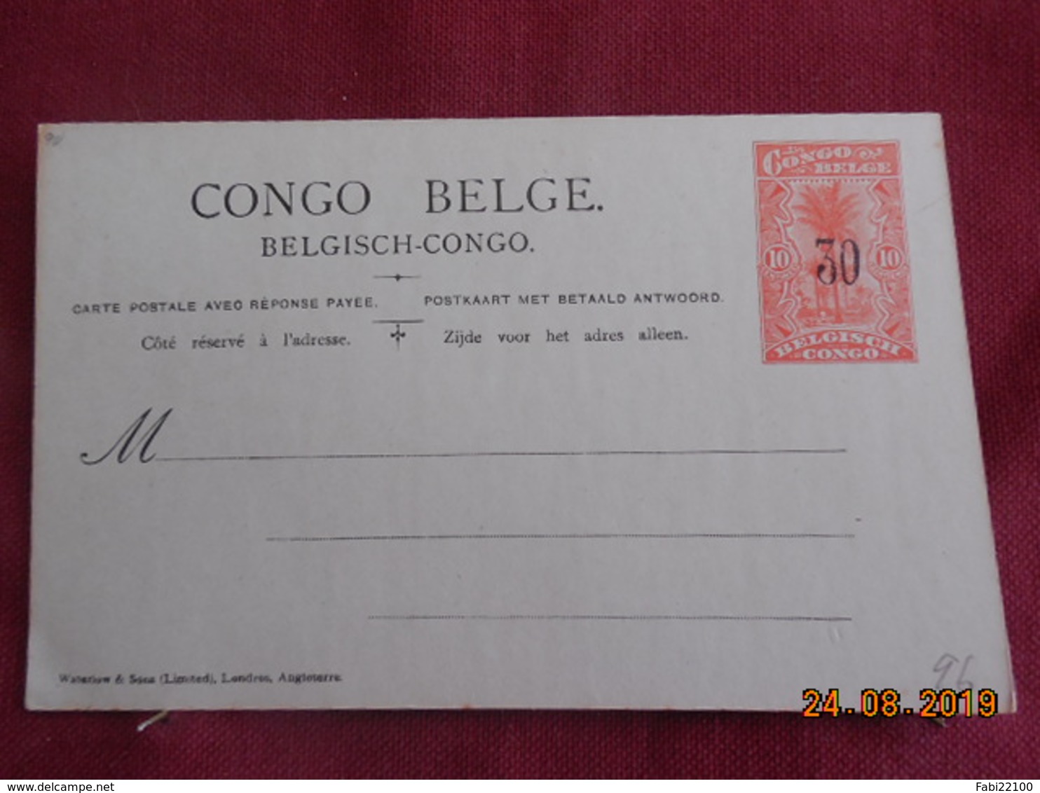 Entier Postal Du Congo Belge Surchargé Avec Reponse Payée - Brieven En Documenten