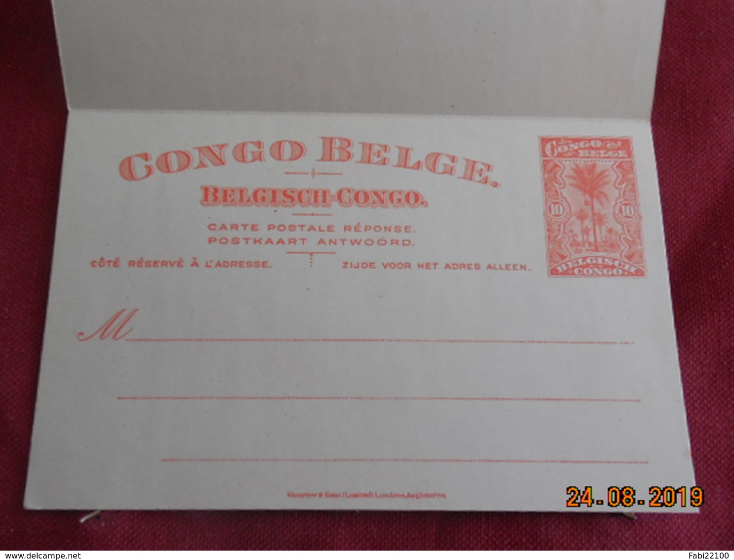 Entier Postal Du Congo Belge Avec Reponse Payée - Storia Postale