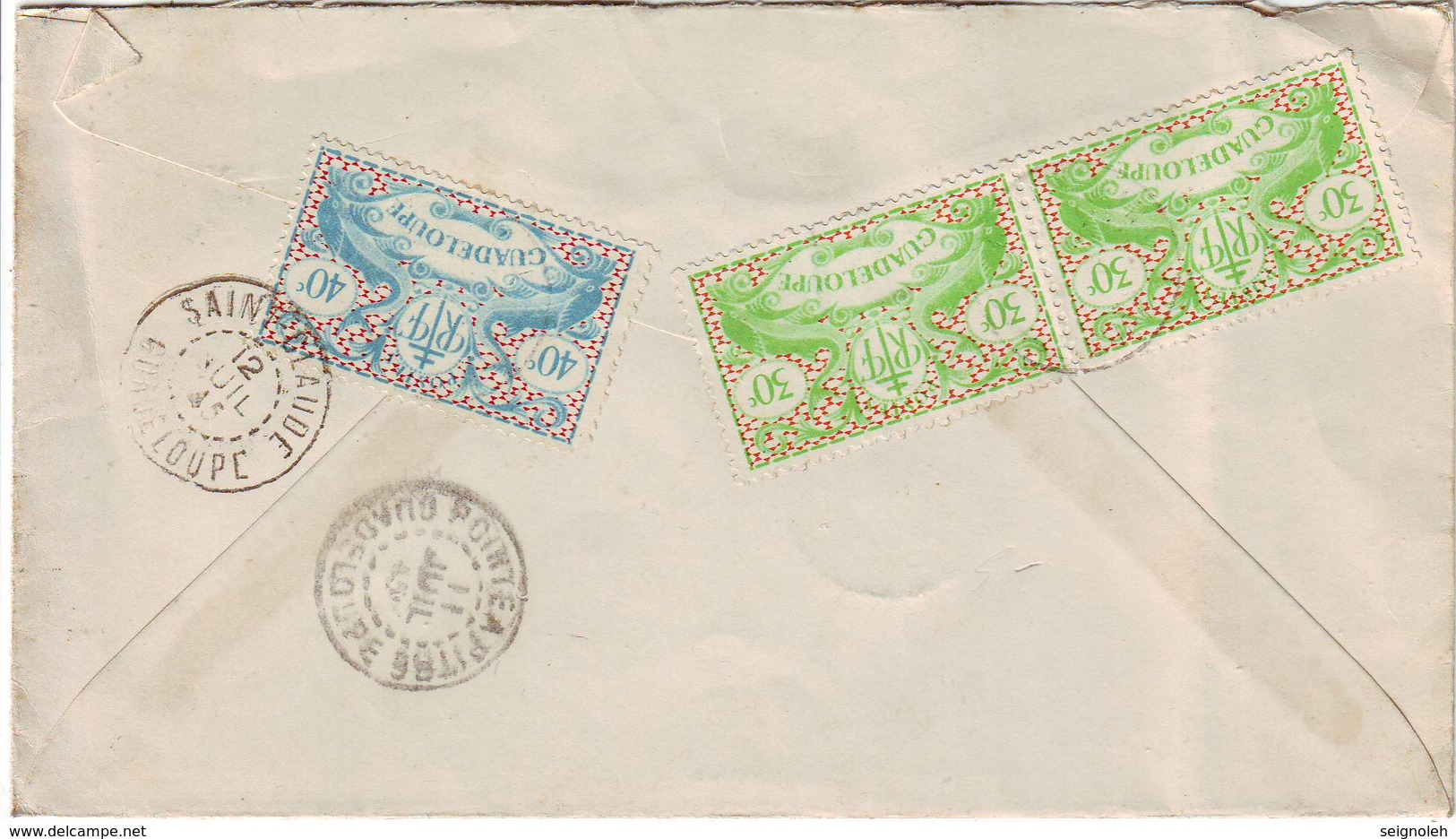 Guerre De 40 Lettre Adressee MAISON DES JUIFS à St CLAUDE GUADELOUPE Timbres Obl De PETIT CANAL ( INTERNEMENT ) - 1921-1960: Période Moderne