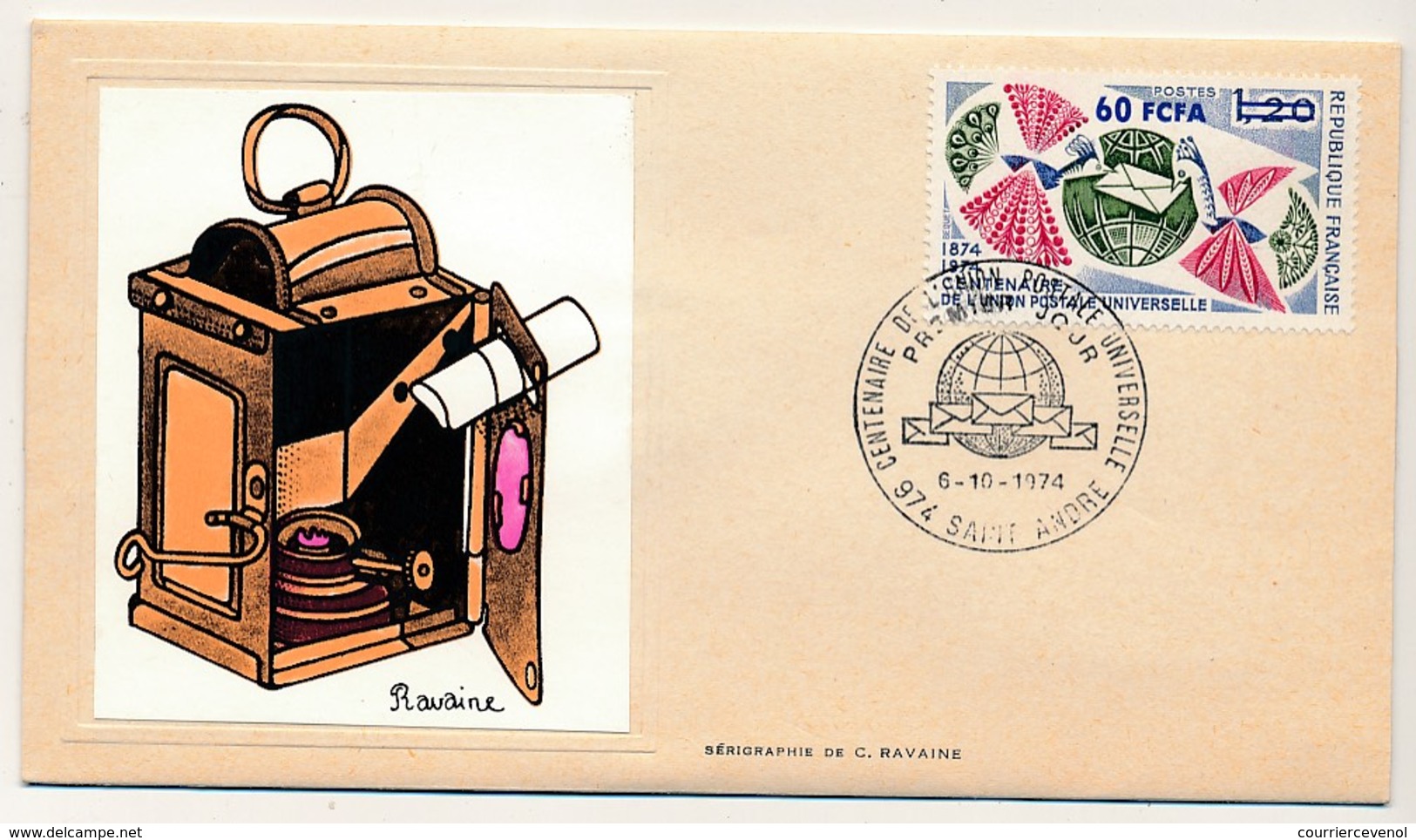 FRANCE-REUNION - Enveloppe FDC Thiaude - Centenaire De L'Union Postale Universelle - 6/10/1974 - Lettres & Documents