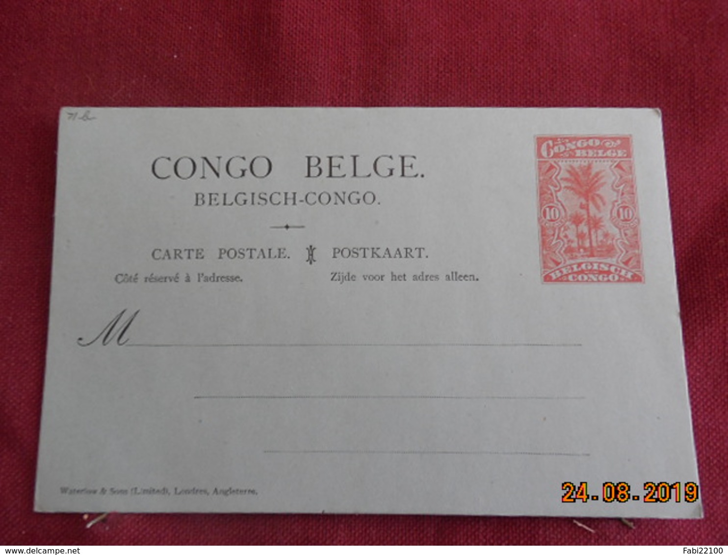 Entier Postal Du Congo Belge - Brieven En Documenten