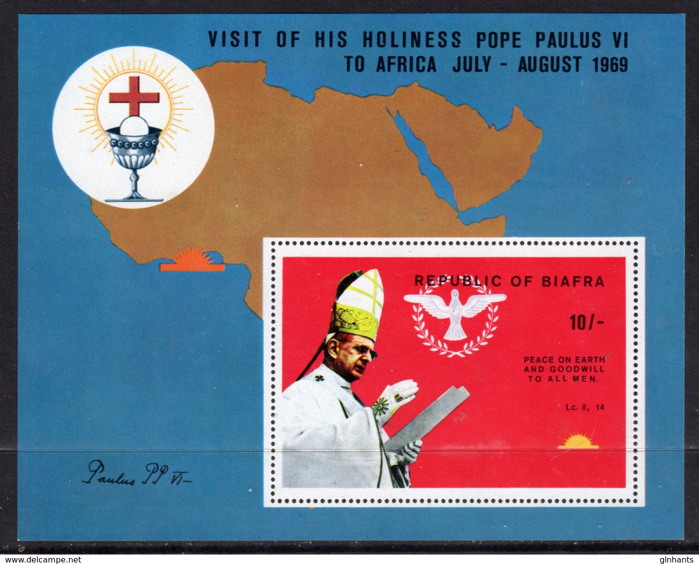 NIGERIA BIAFRA - 1969 POPE'S VISIT MS FINE MNH ** SG SEE NOTE BELOW SG 39-42 - Nigeria (1961-...)