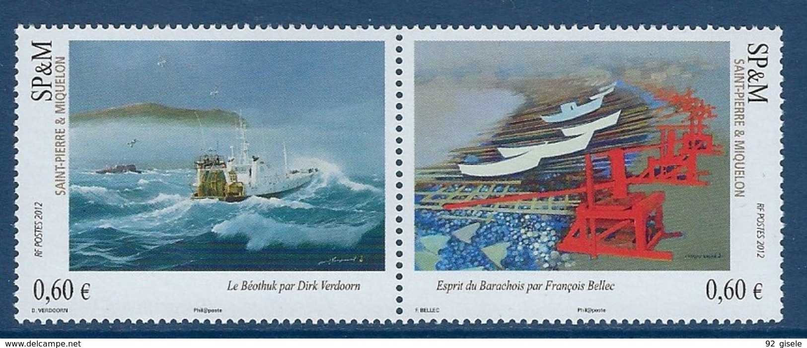 SPM YT 1053 & 1054 Paire " Peintres De La Marine " 2012 Neuf** - Unused Stamps