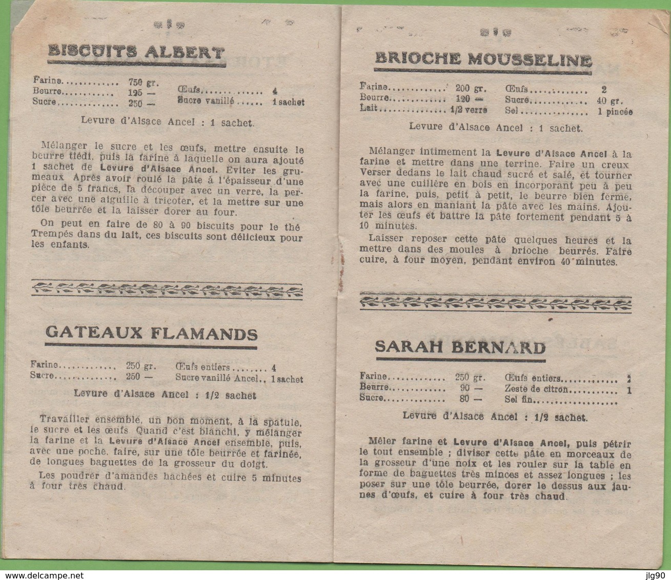 Livre Recettes ANCEL La Levure D'Alsace 16 Pages - Advertising