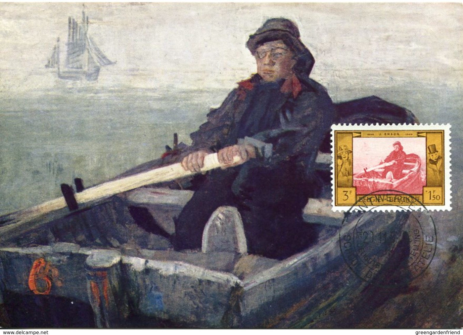 46929  Belgium, Maximum  1958 Painting Of James Ensor, Der Ruderer, Le Rameur, Oarsman, Rowing, - 1951-1960