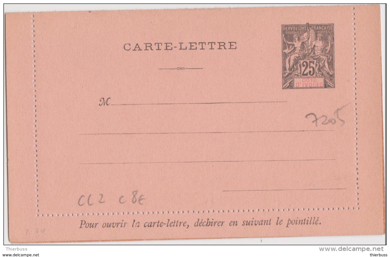 Entier Carte Lettre Type Groupe 25ct Brun Cote D'ivoire - Covers & Documents