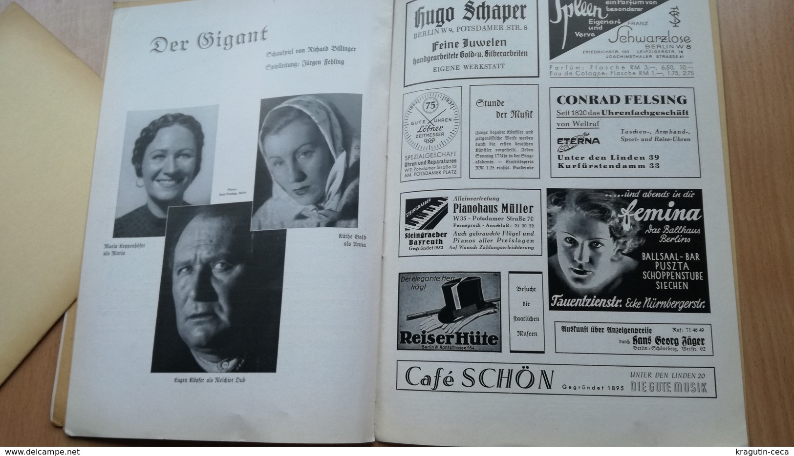 1937 1938 Volksbühne Berlin GERMANY GERMAN STAATS THEATER DEUTSCHLAND NAZI LOT MAGAZINE NEWS NEWSPAPER STATE THEATER