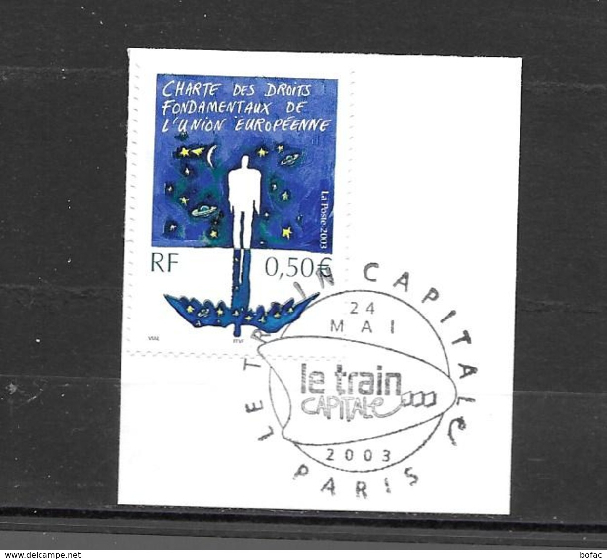 3555  OBL Y & T Charte Des Droits Fondamentaux L'Union Européenne   Cachet Paris  « Oblitération Premier Jour » 15B/59 - Used Stamps