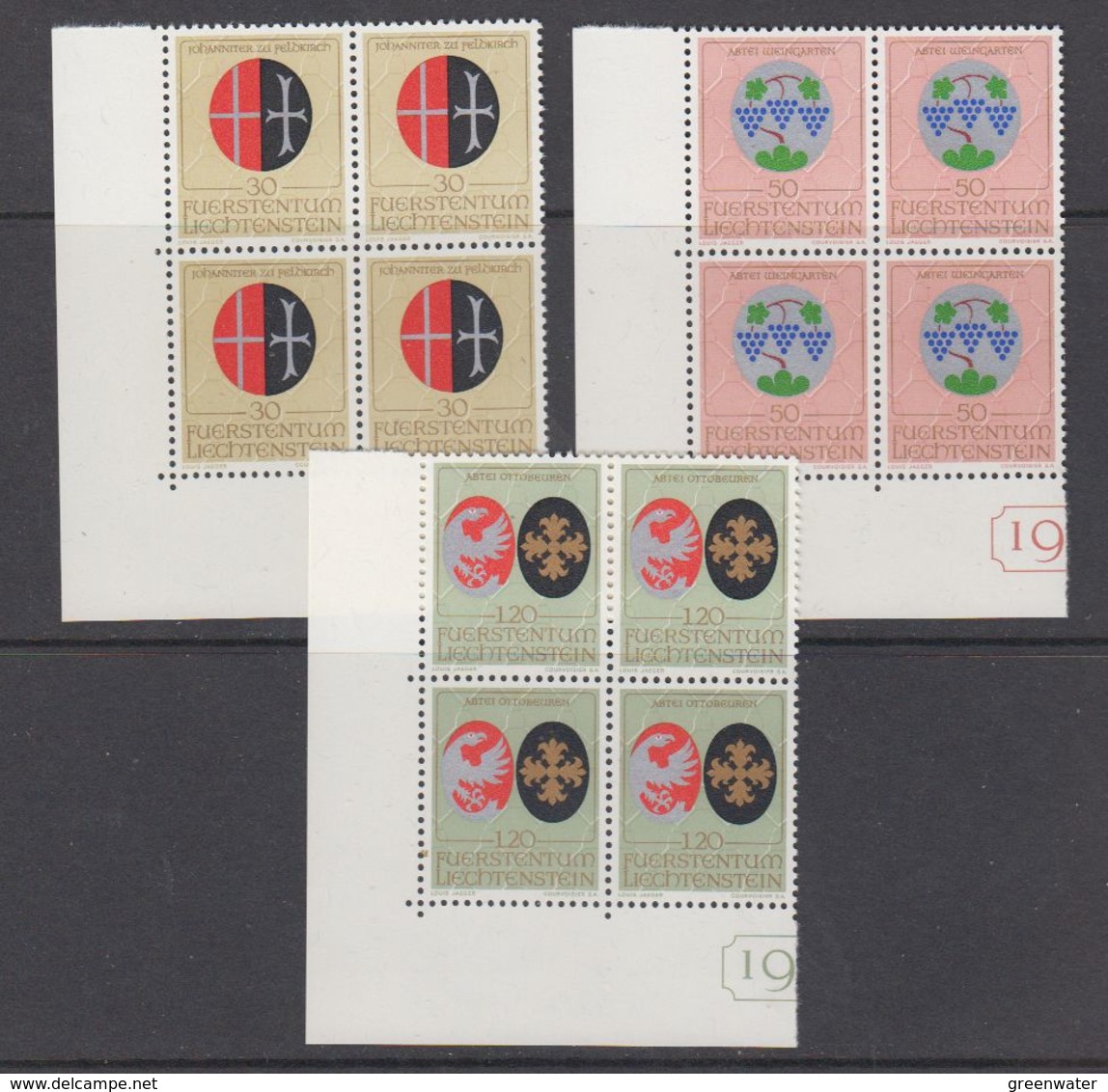 Liechtenstein 1971 Geistliche Patronatsherren 3v Bl Of 4 (corner)** Mnh(44366) - Ongebruikt