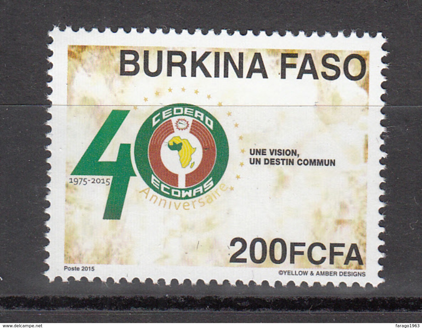 2015 Burkina Faso Ecowas Anniversary Complete Set Of 1 MNH - Burkina Faso (1984-...)
