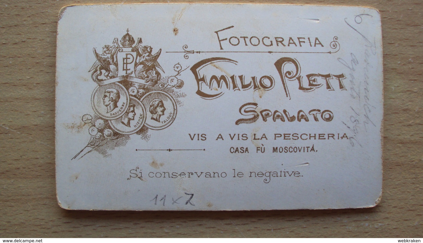 DALMAZIA SPALATO FOTO CARTONATA ORIGINALE D'EPOCA RAGAZZO IN POSA FOTOGRAFO PLETT SPALATO - Altri & Non Classificati