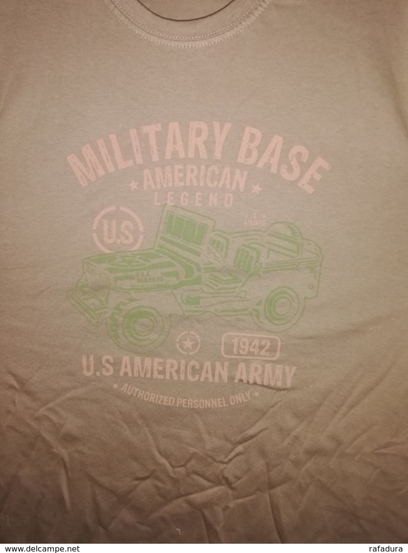 T SHIRT Beige US MILITARY BASE AMERICAN LEGEND 1942 JEEP Tailles S à XXL Tee Militaria - Vehicles