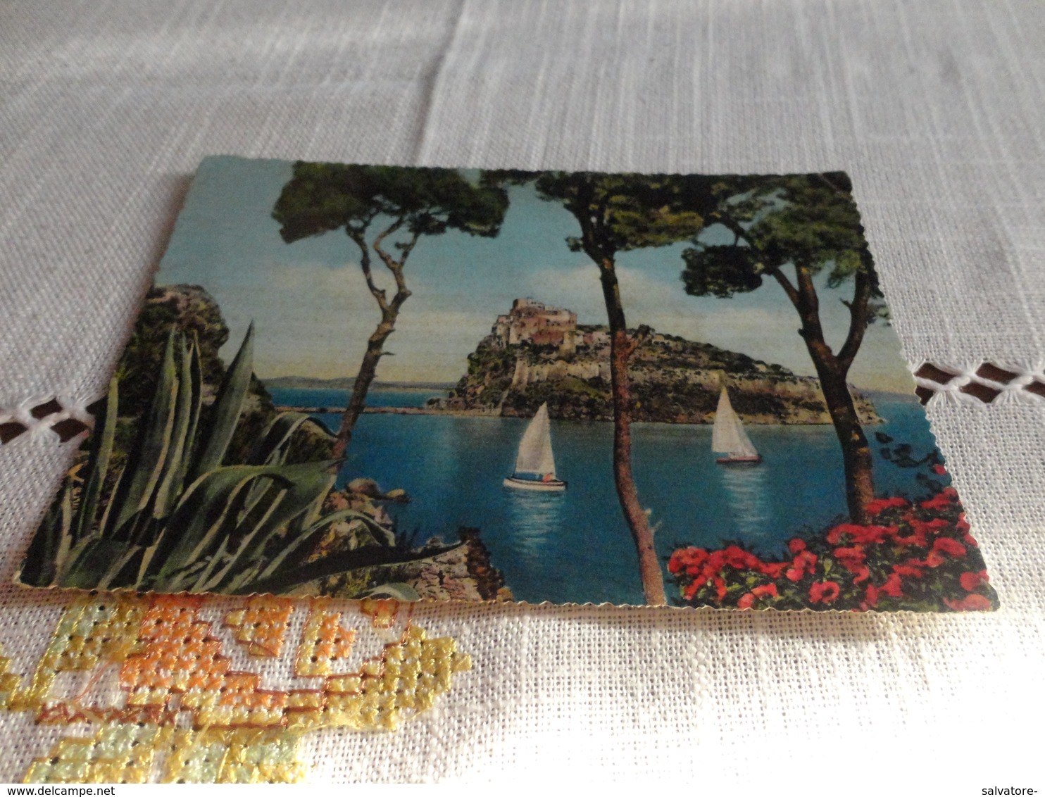 CARTOLINA PONTE D'ISCHIA-CASTELLO ARAGONESE-VIAGGIATA 1958 - Napoli