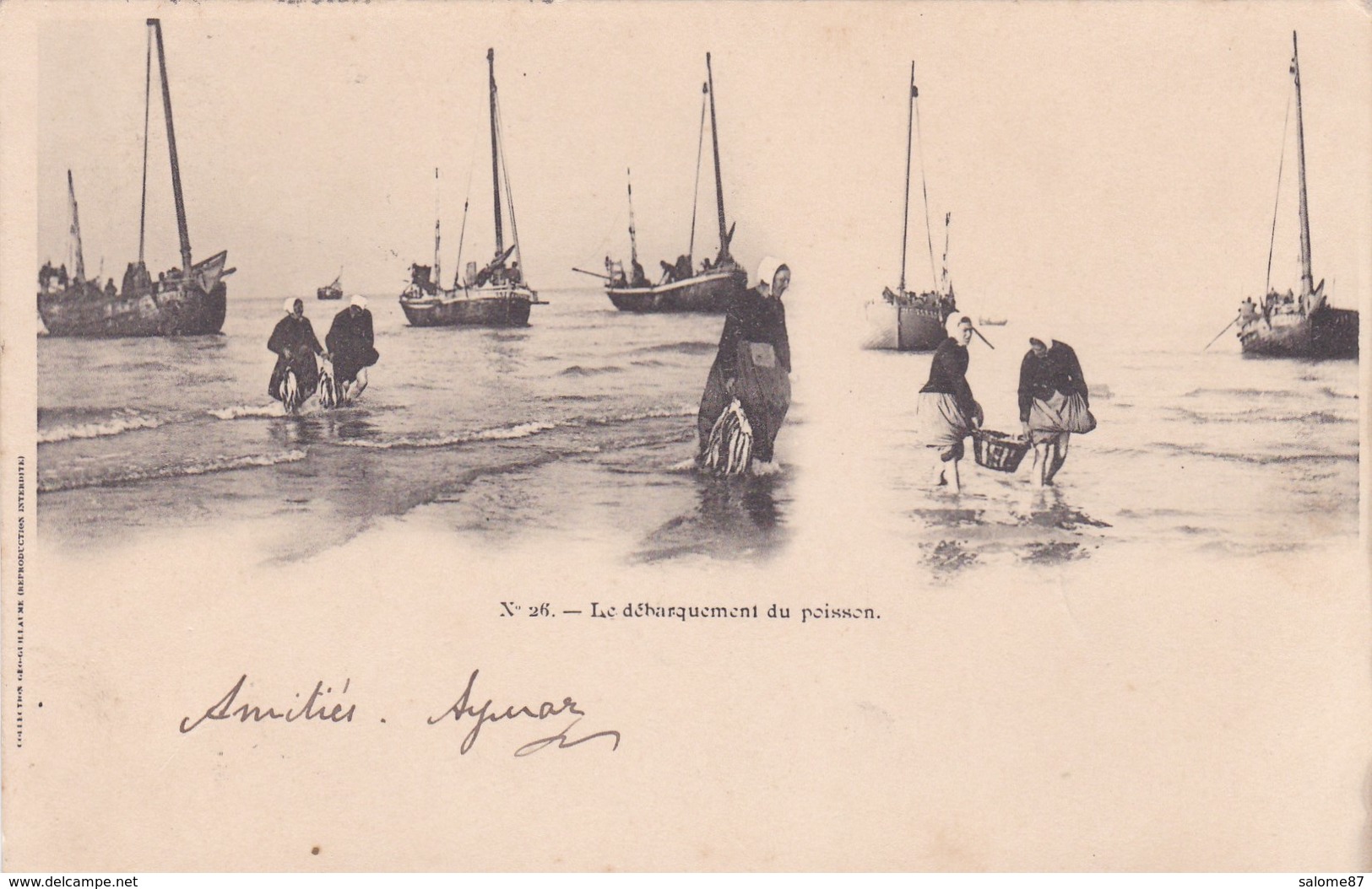 Cpa 26 LE DEBARQUEMENT DU POISSON 1901 - Pesca