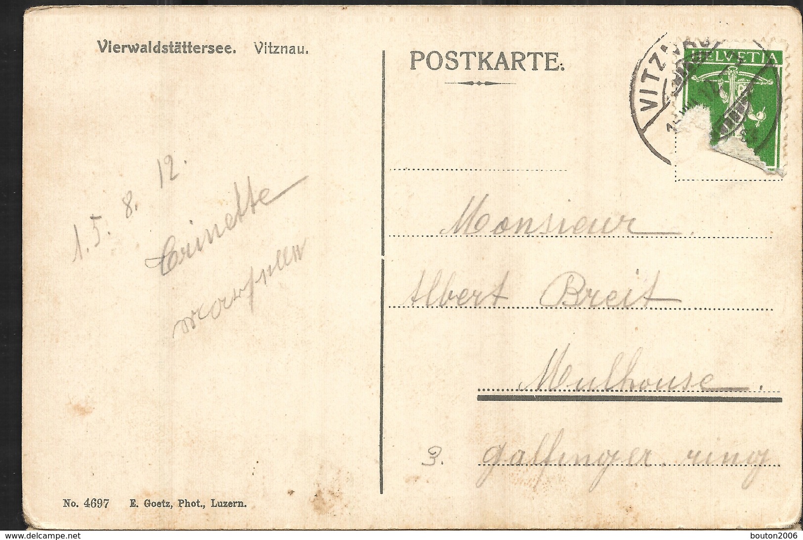 Postcard Vitznau Vierwaldstättersee 1912 - Vitznau