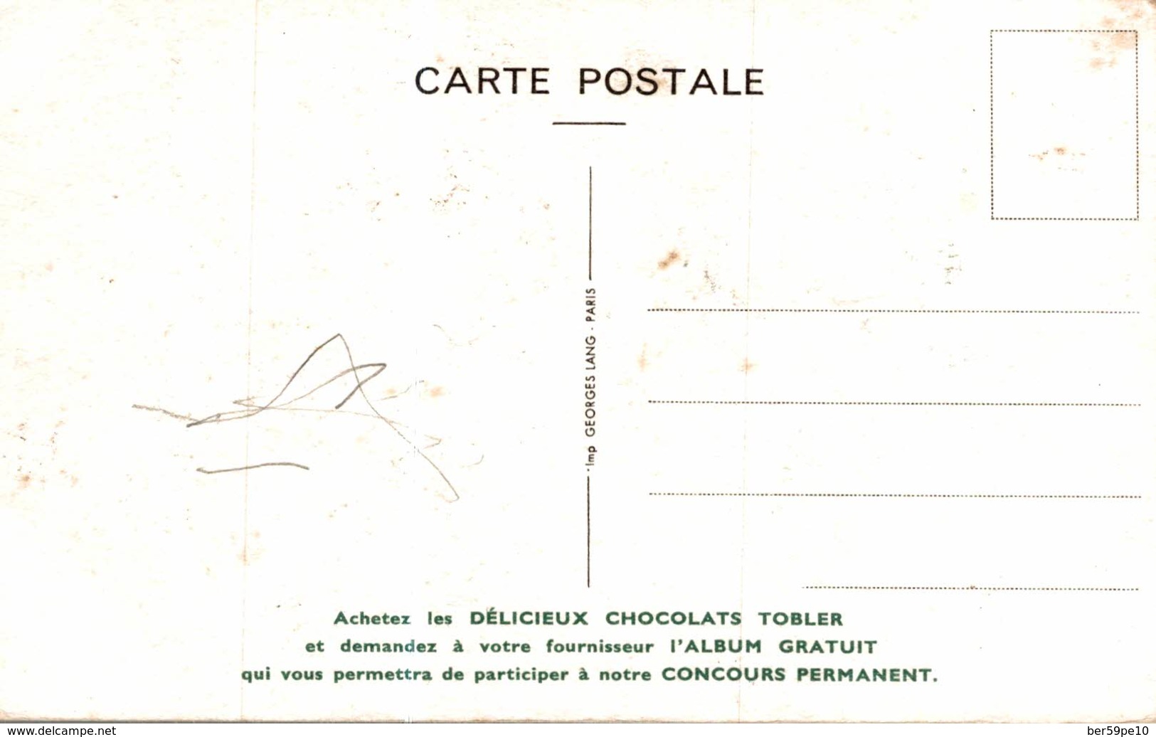 CARTE POSTALE PUBLICITAIRE CHOCOLATS TOBLER  WALT-DISNEY  GUS - Autres & Non Classés