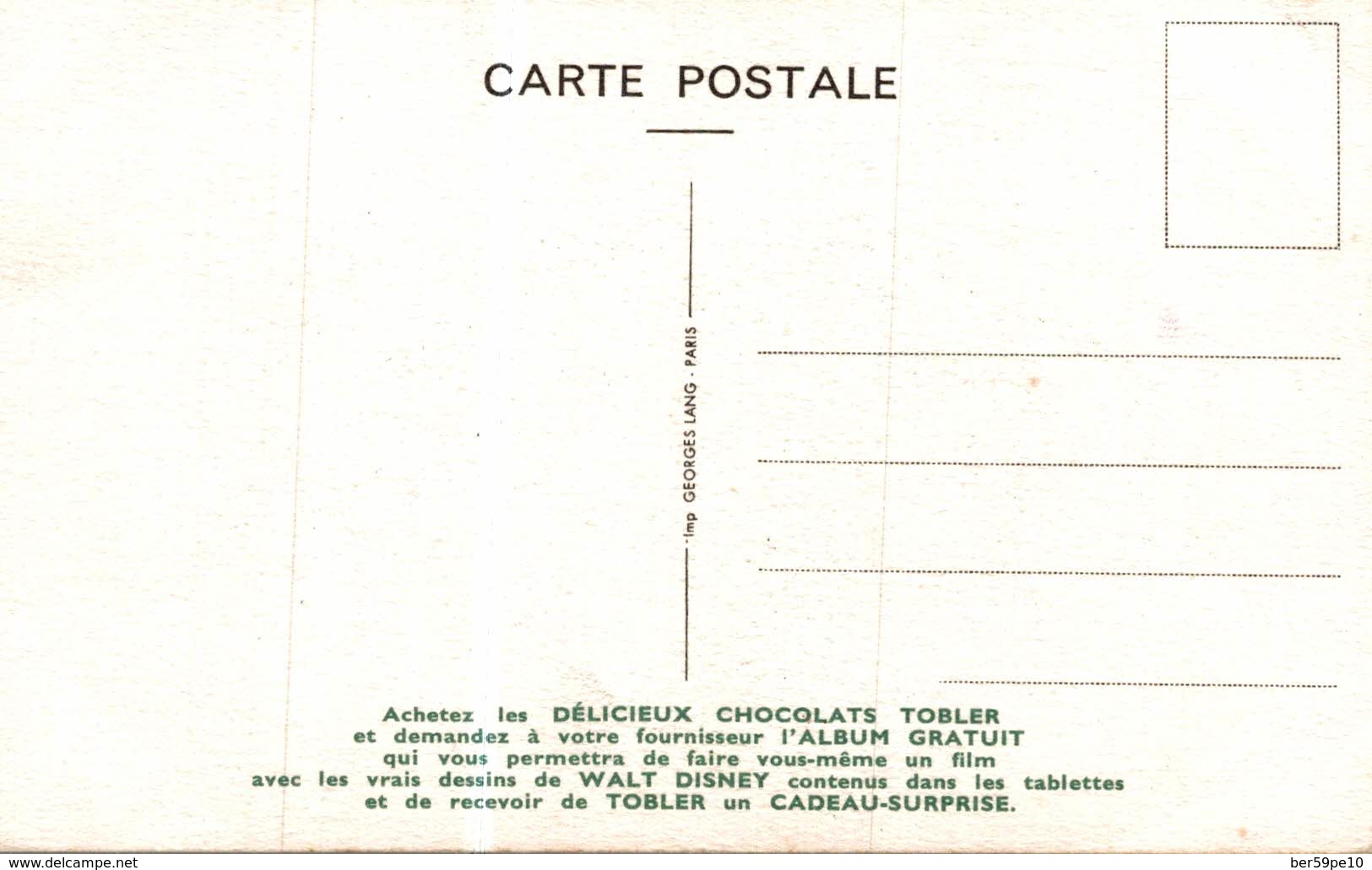 CARTE POSTALE PUBLICITAIRE CHOCOLATS TOBLER  WALT-DISNEY  STROMBOLI - Autres & Non Classés