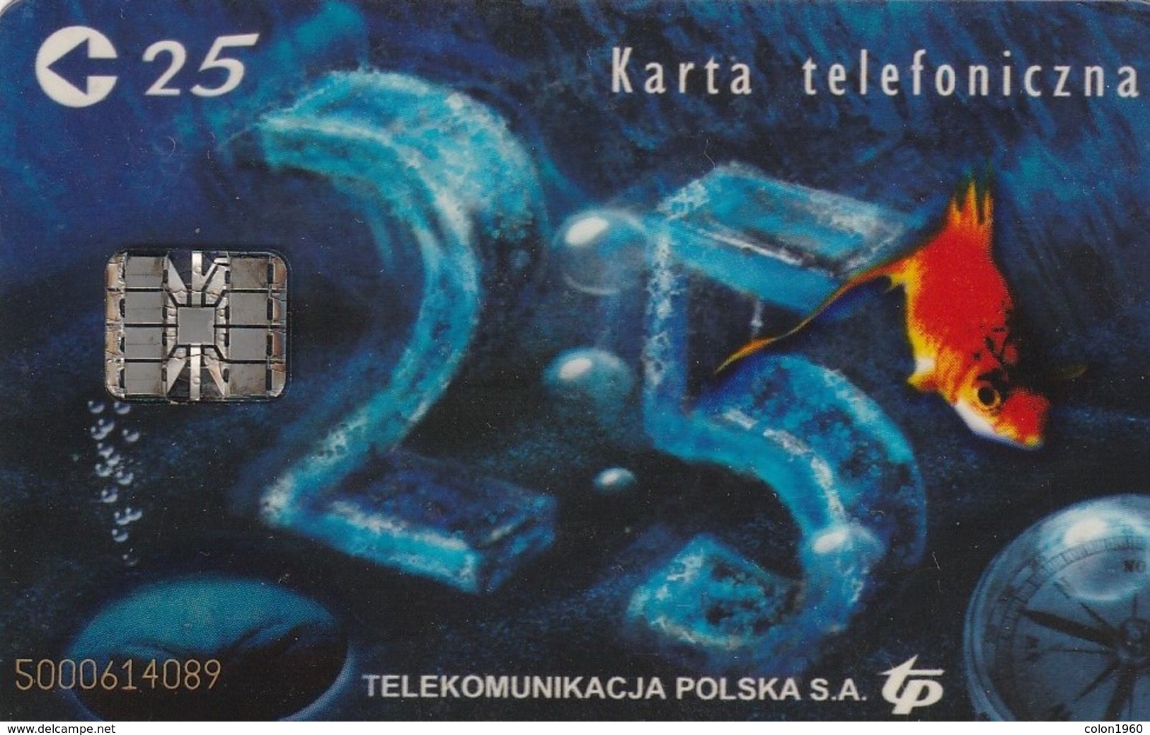 POLONIA. CHIP. FAUNA MARINA. Gold Fish - Blue. D-066. (057) TRANSPARENTE. - Peces