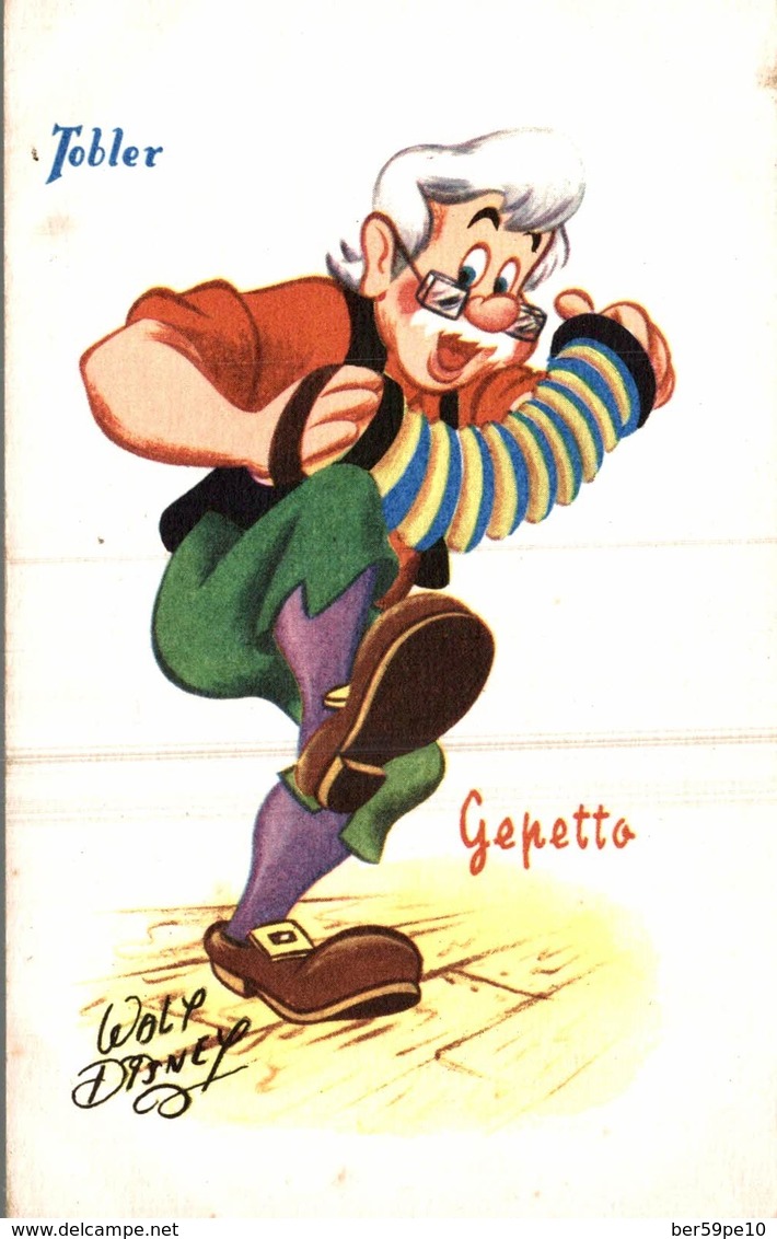 CARTE POSTALE PUBLICITAIRE CHOCOLATS TOBLER  WALT-DISNEY GEPETTO - Autres & Non Classés