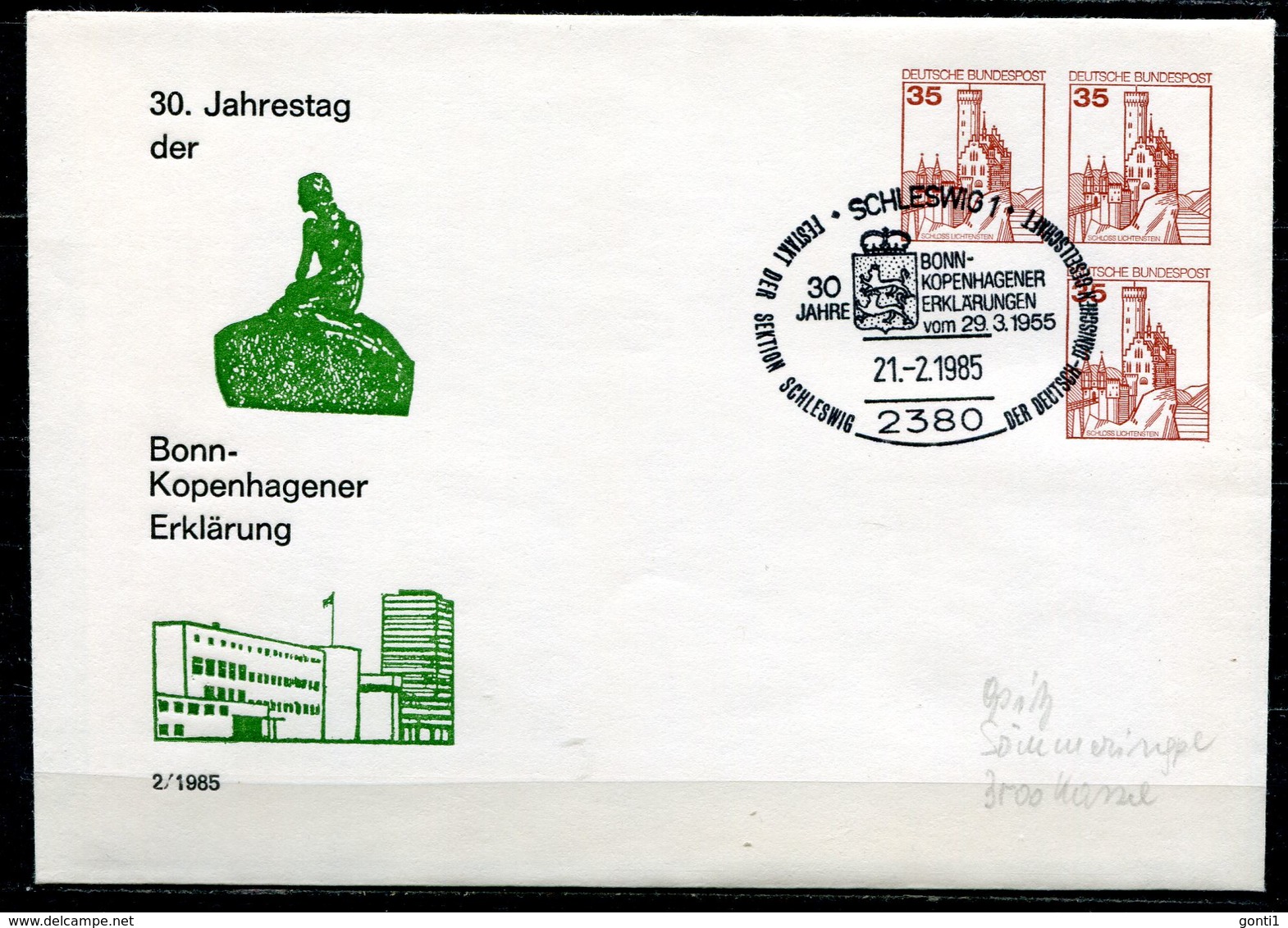 Germany 1985 Privatganzsache Kopenhagener Erklärung Mi.Nr.PU ???? Mit SST"Schleswig-30 Jahre Kopenhagener Erklä"1GS Used - Autres & Non Classés