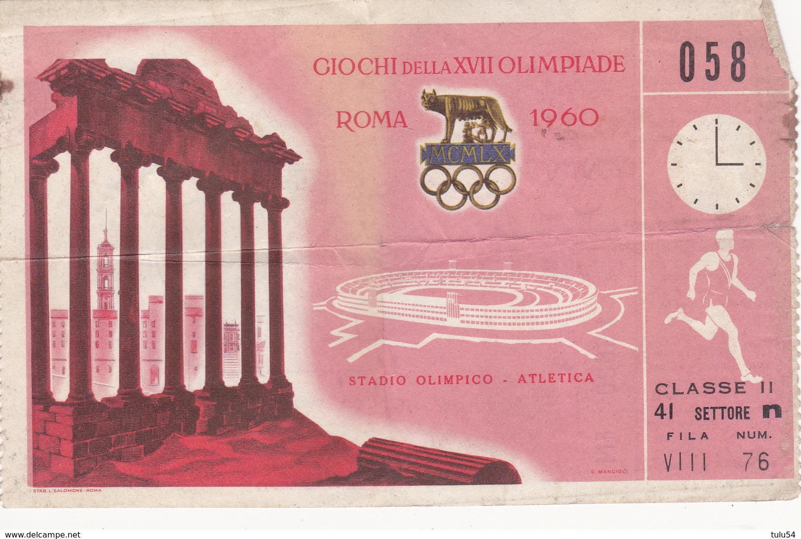 Jeux Olympiques D'été 1960  Rome - Biglietti D'ingresso