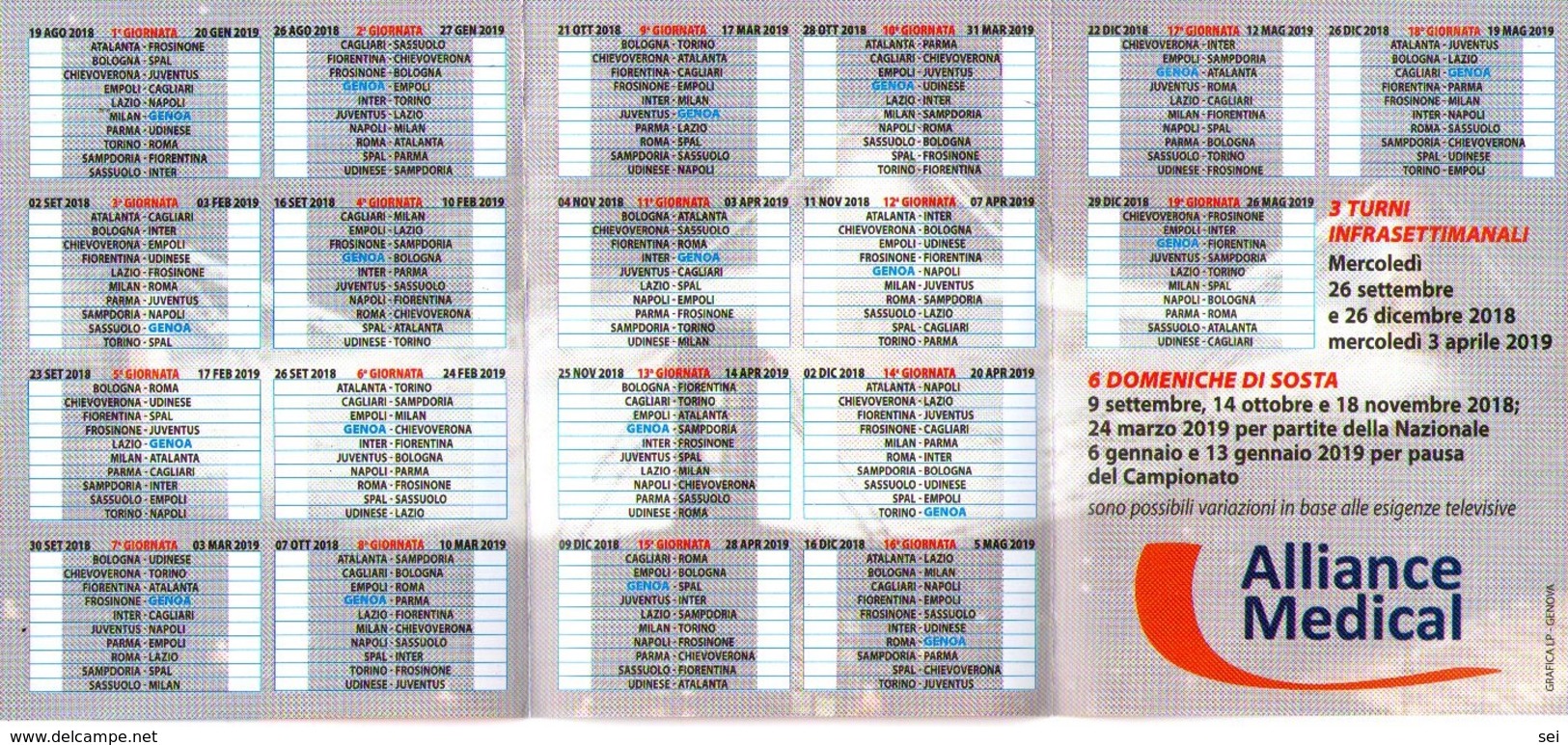 B 2616 - Calendarietto, Genoa, Calcio - Tamaño Pequeño : 2001-...