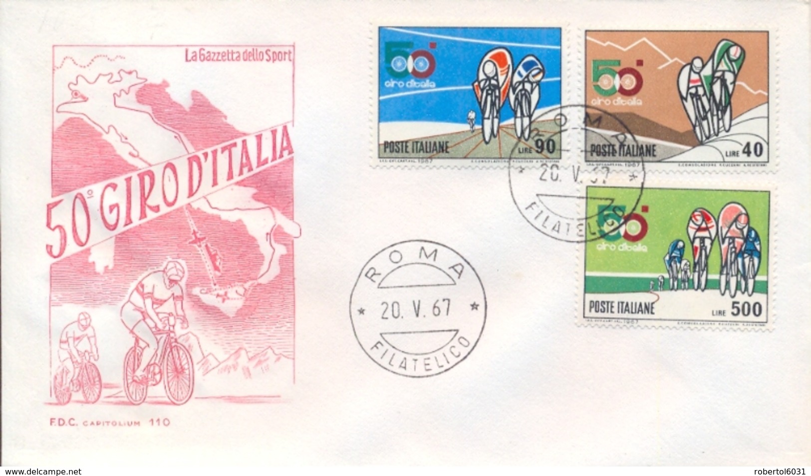 Italia Italy 1967 FDC CAPITOLIUM 50° Giro D'Italia Di Ciclismo Cycling Race - Ciclismo