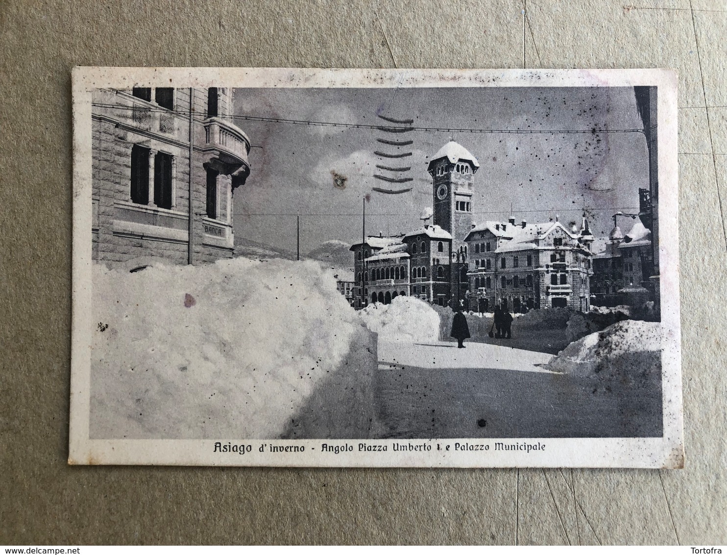 ASIAGO D'INVERNO ANGOLO PIAZZA UMBERTO I E PALAZZO MUNICIPALE  1932 - Vicenza