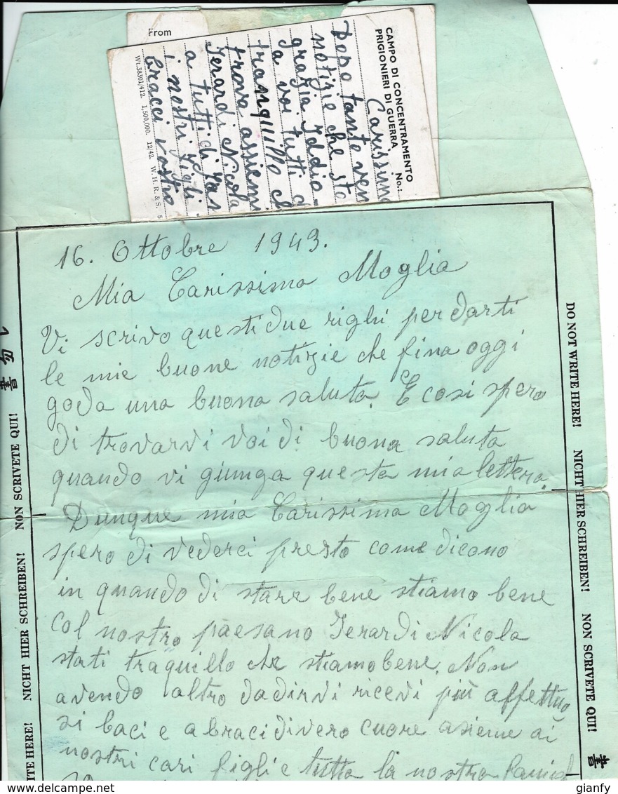 BIGLIETTO PRIGIONIERI USA POW CAMP 101 ORANO ALGERIA 1943 ARMENTO + CARTOLINA - Military Mail (PM)