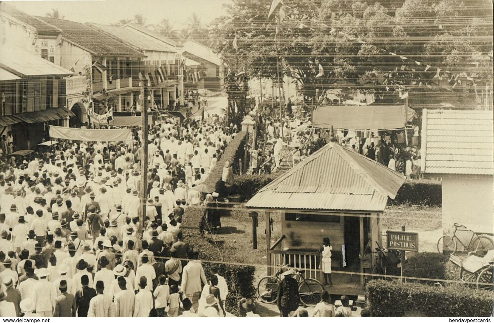 Indonesia, SUMATRA, Unknown Gathering, Police Post (1910s) Kurihara Kisaran RPPC - Indonesië