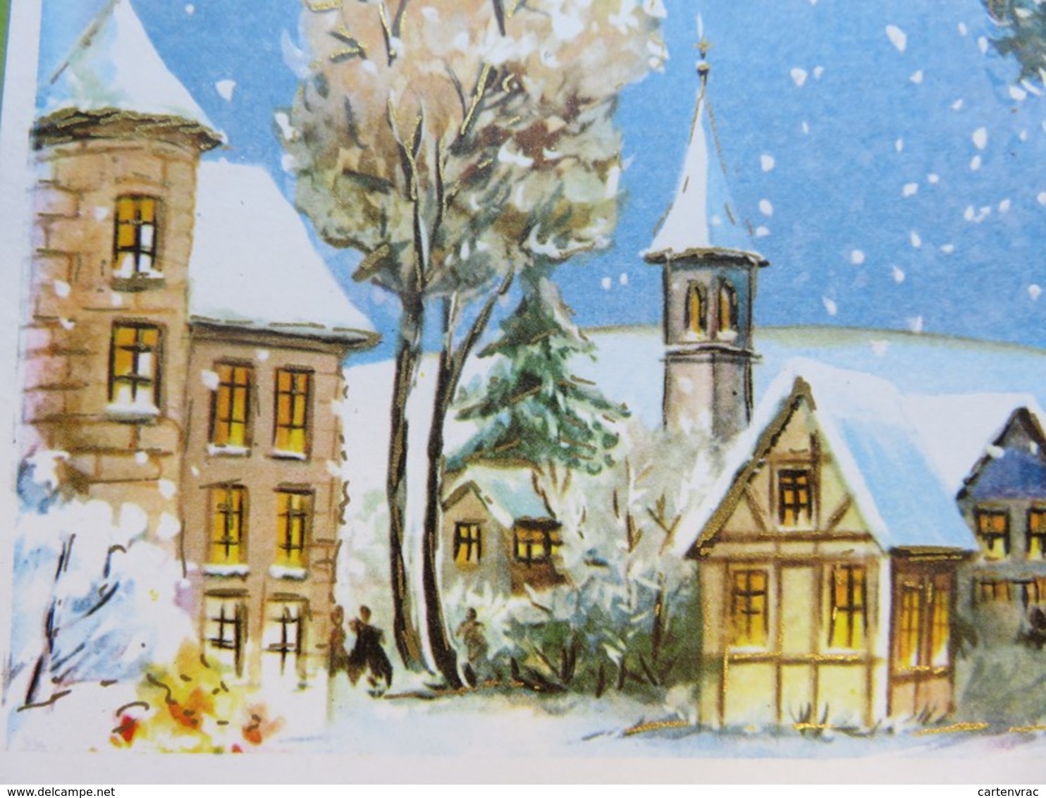 Carte Postale Bonne Année - Le Village Et Son église Sous La Neige - Nouvel An