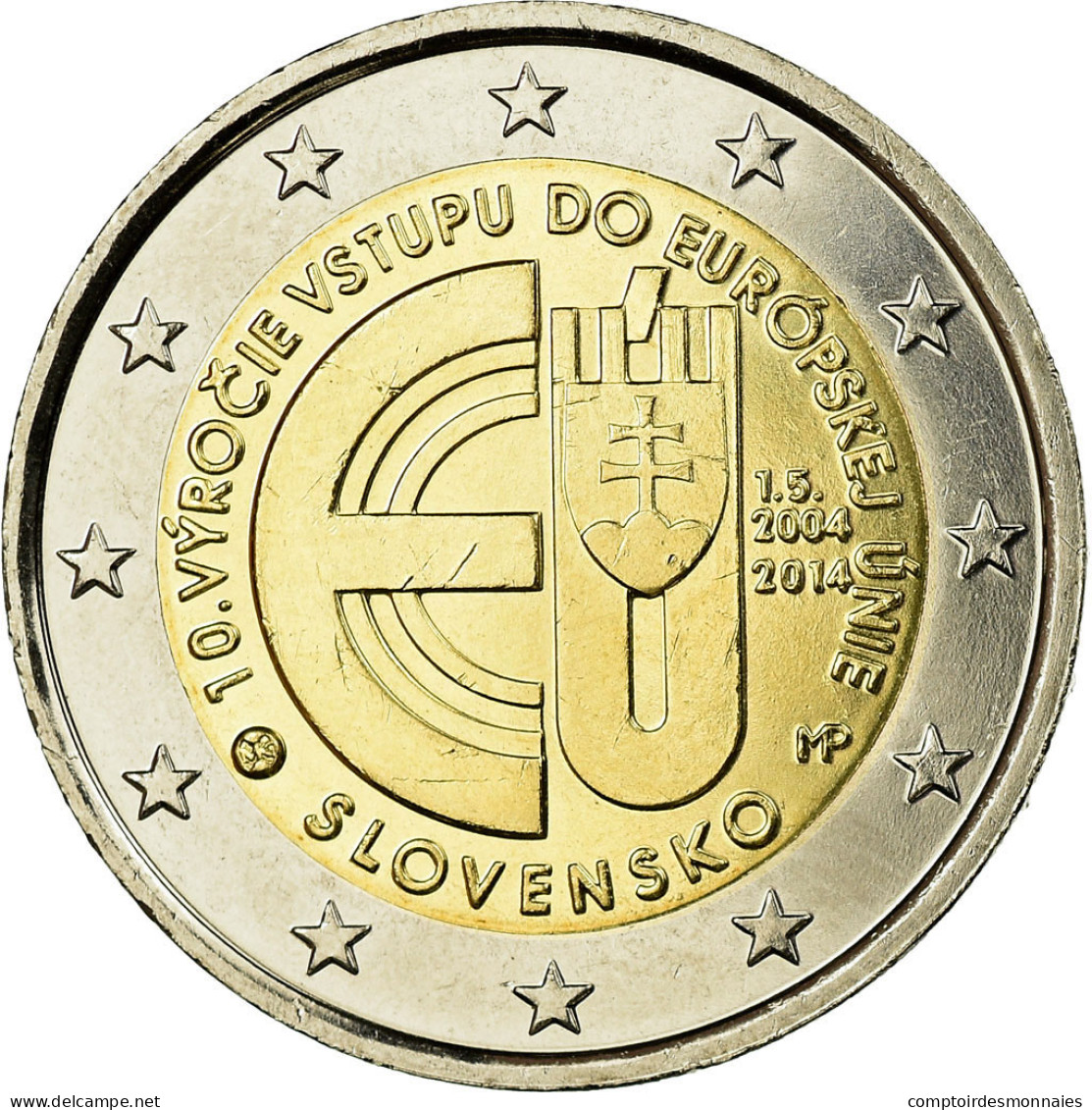 Slovaquie, 2 Euro, 10ème Anniversaire De L Adhesion à L' UE, 2014, SUP - Eslovaquia