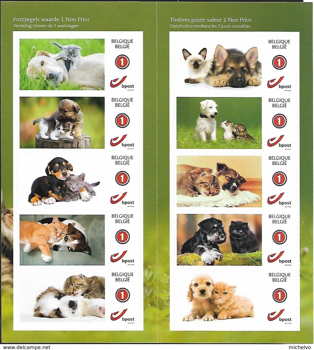 Belg. 2019 - Chats Et Chiens ** (10 Timbres Autocollants) - Unused Stamps