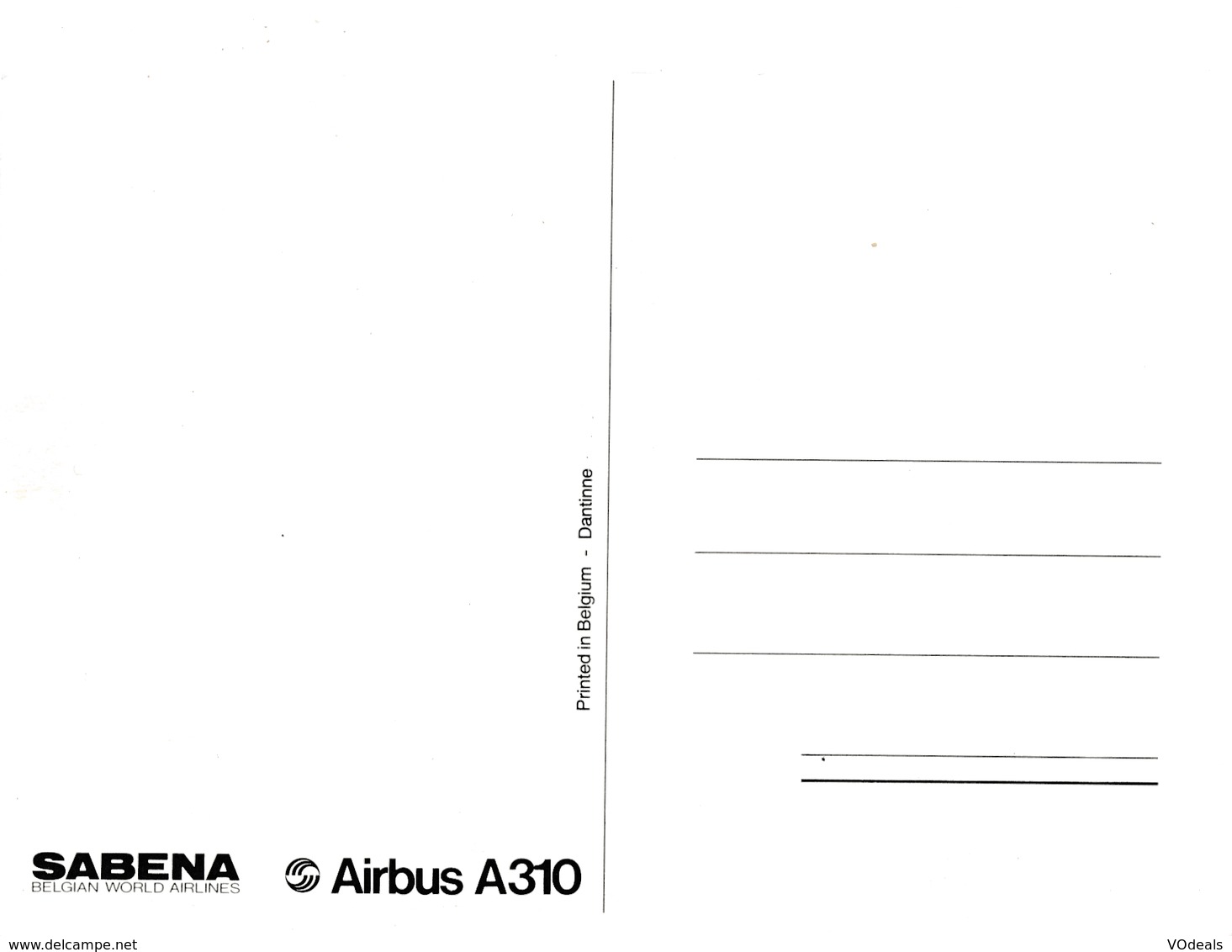 CP - Avion - Vliegtuig - Sabena - Airbus A310-300 - OO-XXX - Autres & Non Classés