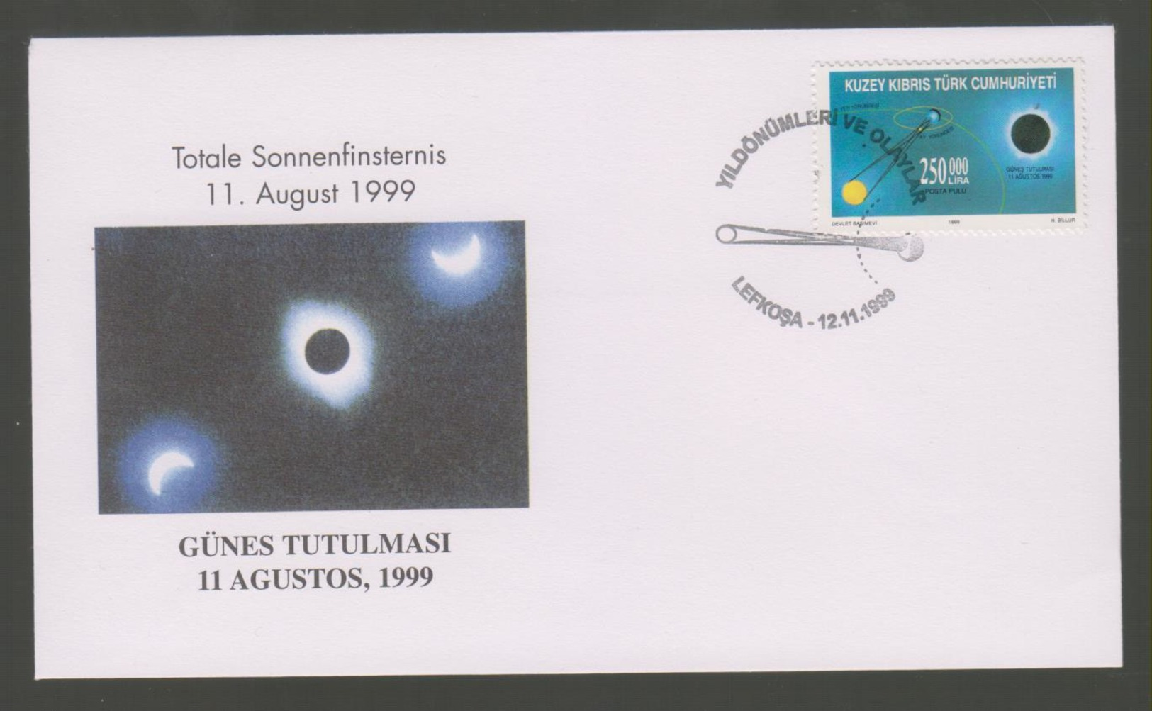 Turkish Cyprus Total Eclipse 1999 FDC - Europe