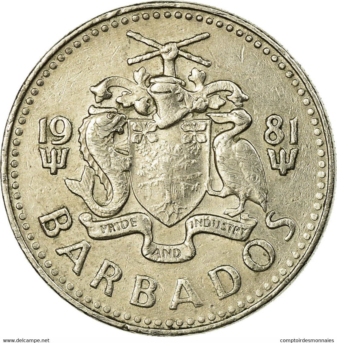 Monnaie, Barbados, 25 Cents, 1981, Franklin Mint, TB+, Copper-nickel, KM:13 - Barbados