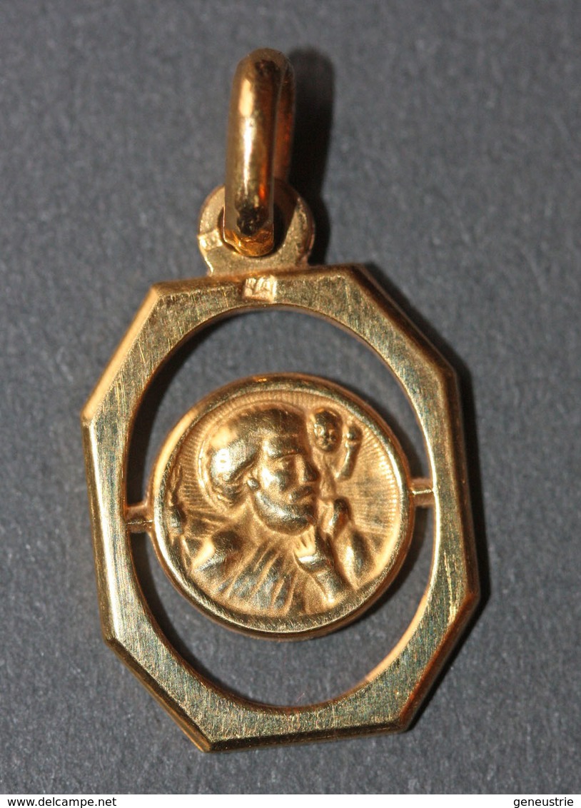 Beau Pendentif Médaille Religieuse Années 30 Art Déco " Saint Joseph Et Enfant Jésus" Religious Medal - Religión & Esoterismo