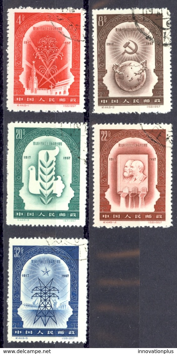 China - People's Republic Sc# 321-325 Used 1957 Russian October Revolution 40th - Used Stamps