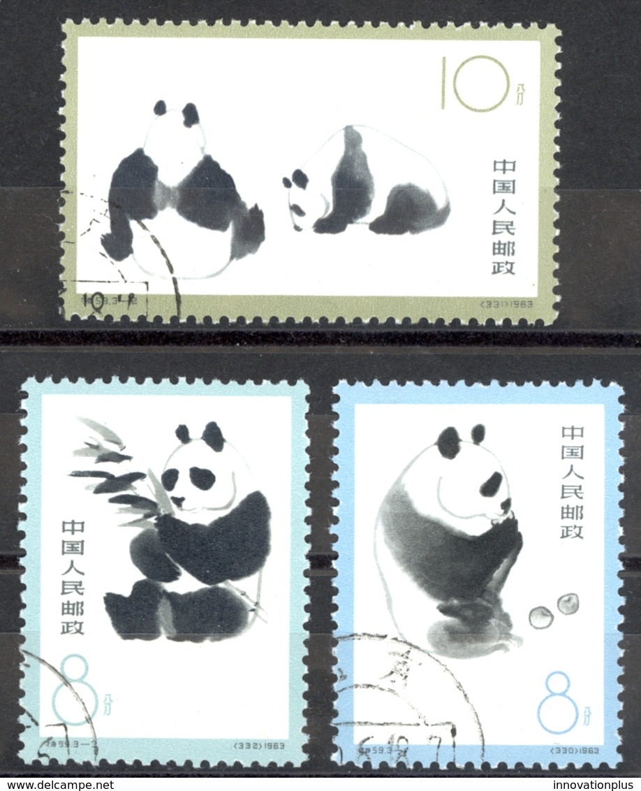 China - People's Republic Sc# 708-710 Used 1963 Pandas - Used Stamps