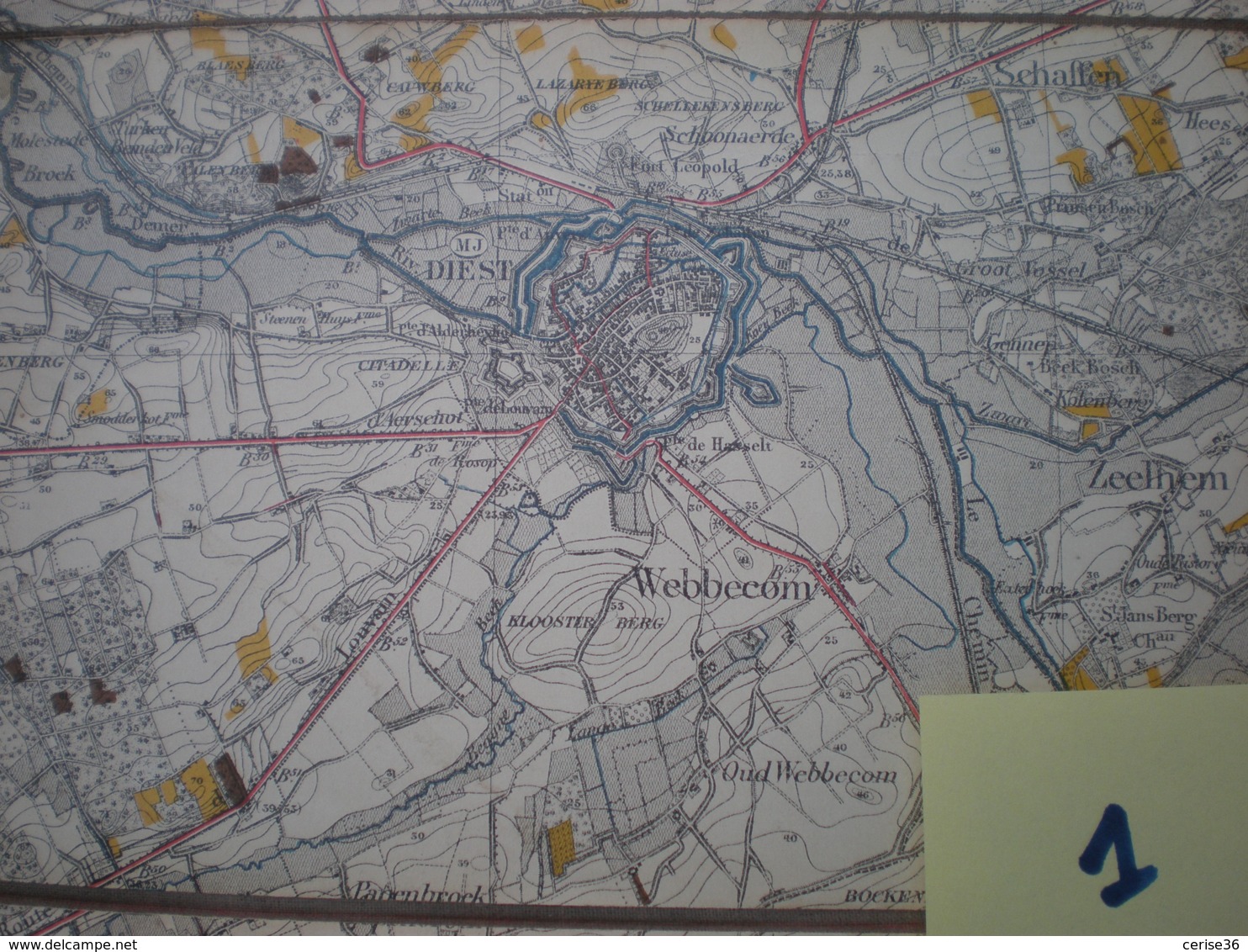 Carte Sur Toile De Diest 1/40.000 Dimensions 80 X 50 Cm - Topographische Kaarten