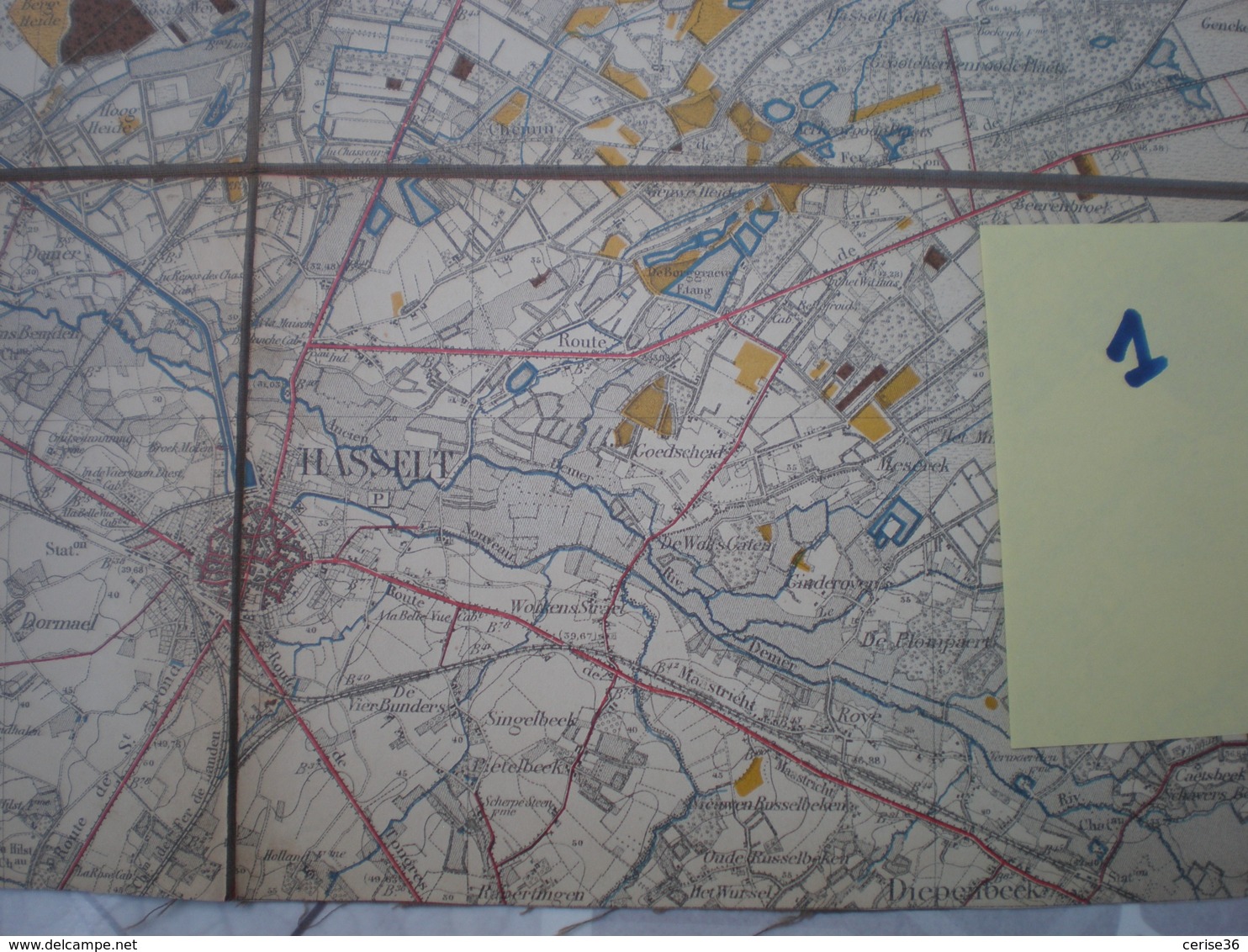 Carte Sur Toile De Diest 1/40.000 Dimensions 80 X 50 Cm - Cartes Topographiques