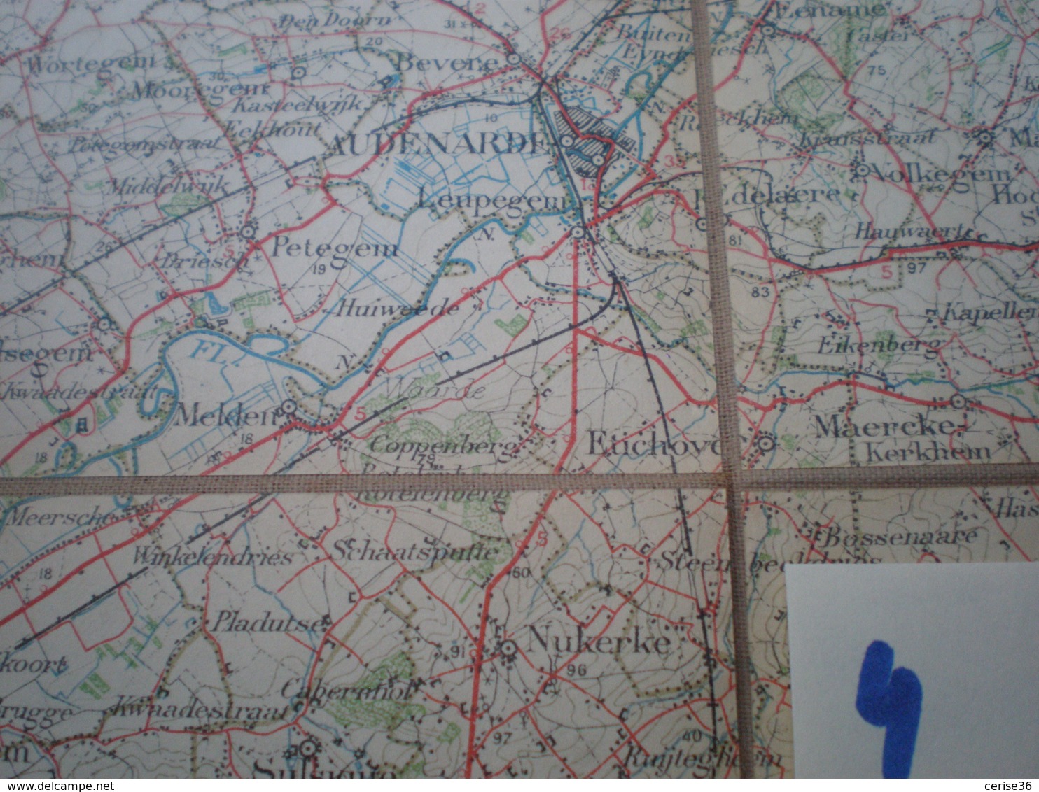 Carte Sur Toile De Gand 1/40.000 Dimensions 52 X 44 Cm Année 1912 - Cartes Topographiques