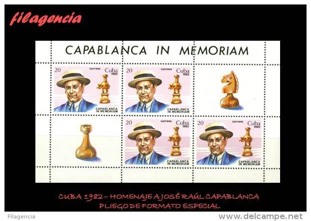TRASTERO. CUBA MINT. 1982 HOMENAJE A JOSÉ RAÚL CAPABLANCA. AJEDREZ. MINIPLIEGO - Nuevos