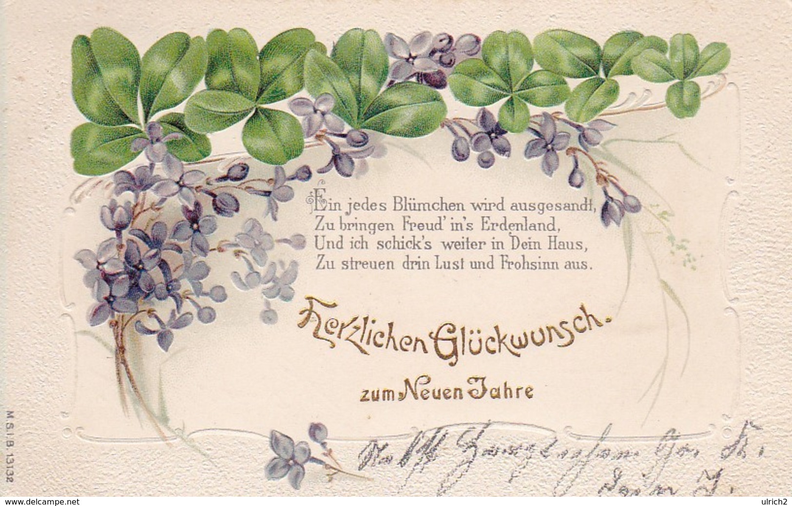 AK Glückwunsch Zum Neuen Jahre -  Klee - Gedicht - Reliefdruck - 1902 (43095) - Neujahr