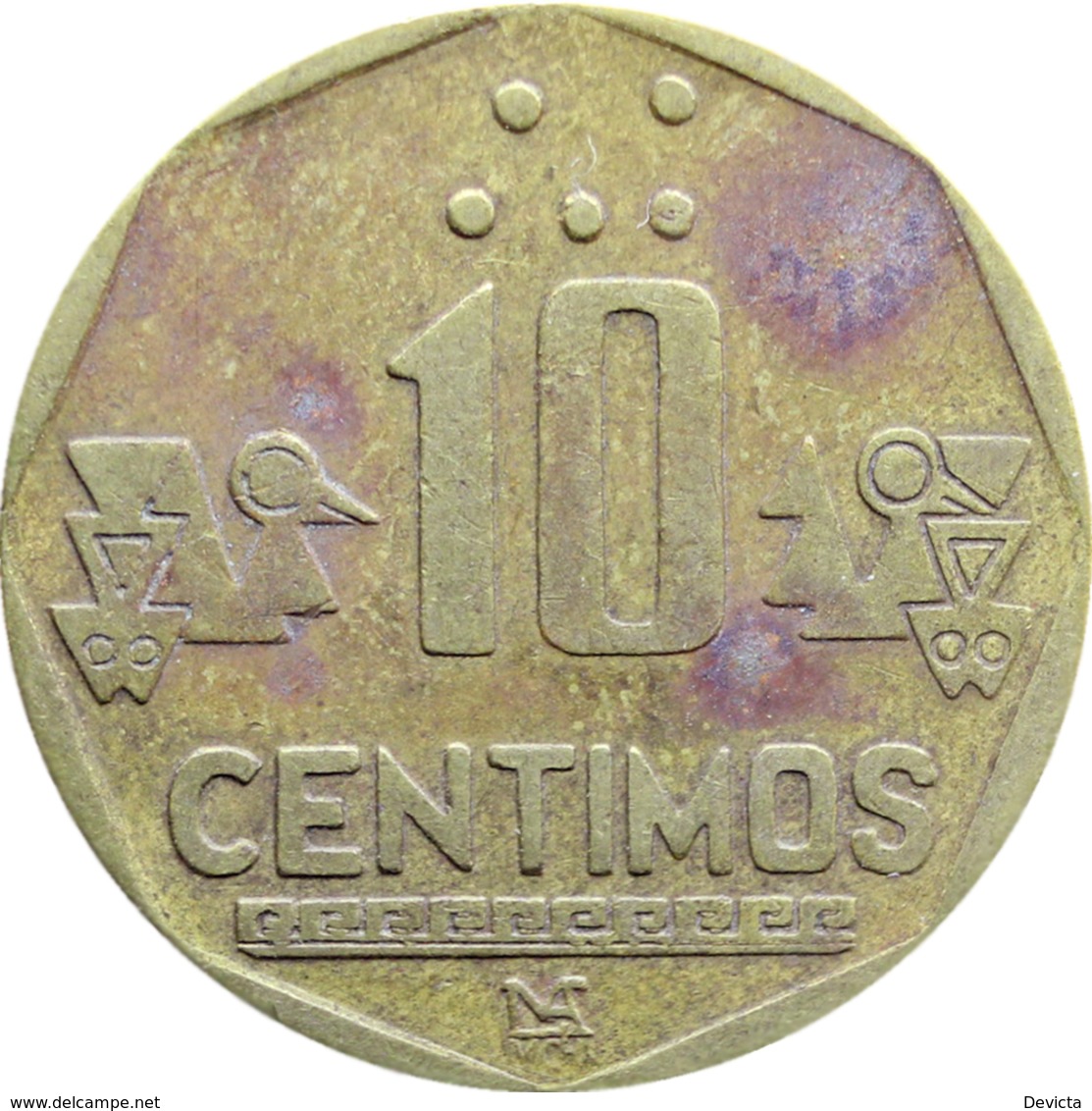 1992 10 Céntimos Peru Coin With Braille, With Chavez - Pérou