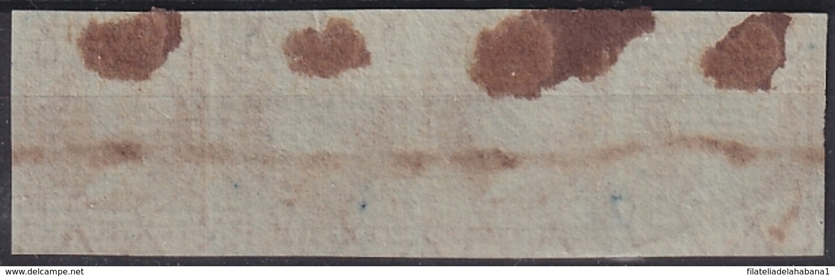 1855-182 CUBA ANTILLES SPAIN. Ed.3. 1855. 2r NARANJA PEN CANCEL BLOCK 4 - Prephilately